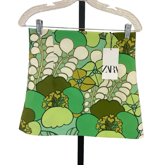 ❣️HP❣️NWT Zara Mini Skirt Medium Green Multi - Picture 3 of 11